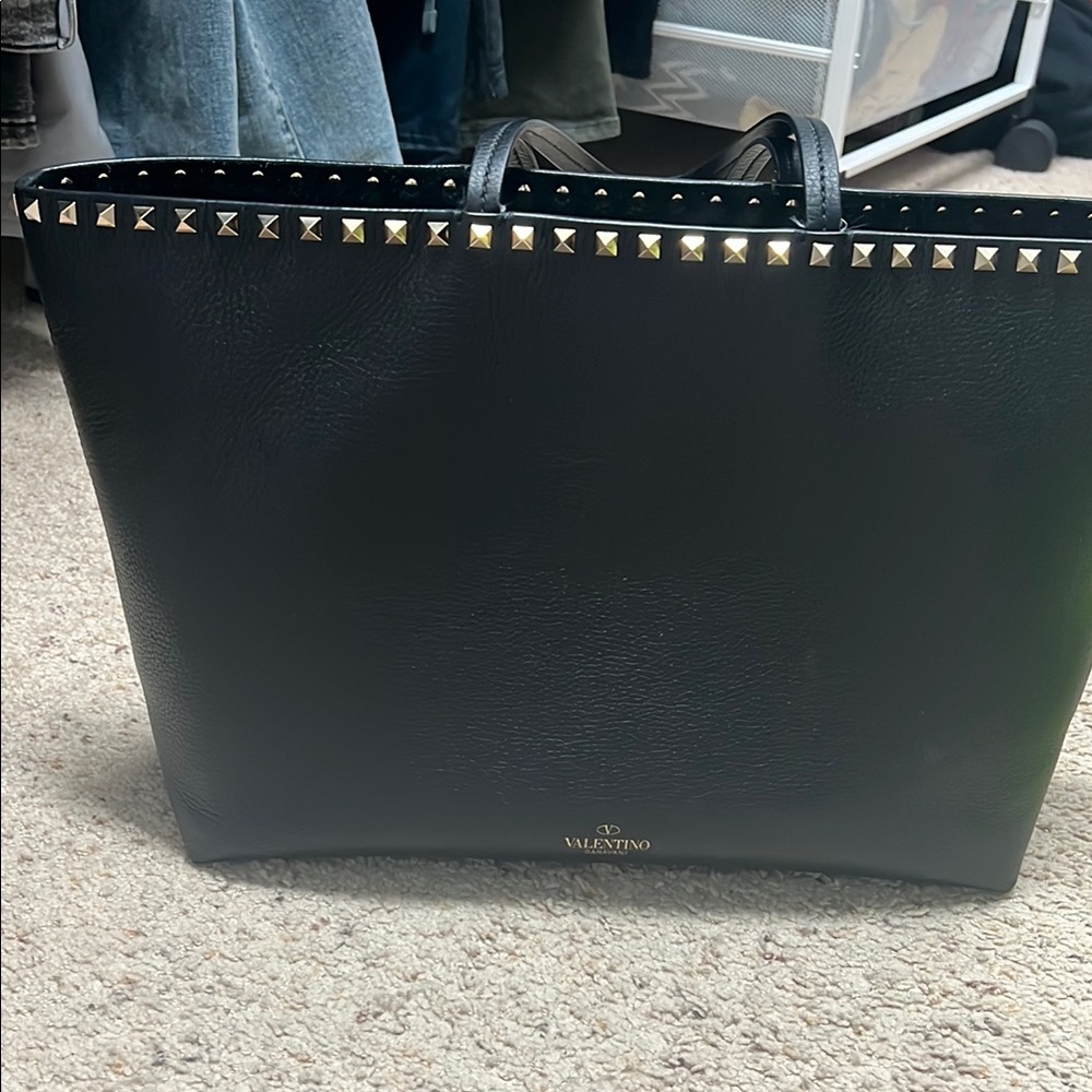 Valentino Black Studded Tote Bag